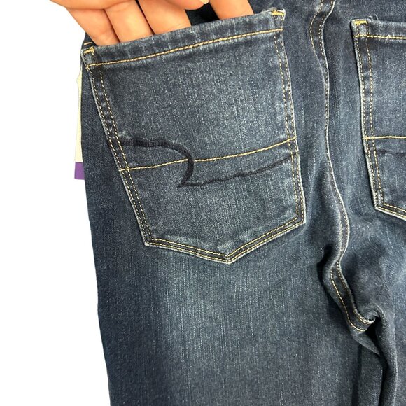 American Eagle Womens 0 Blue Skinny Jeans 360 Next Level Stretch Dark Wash Denim - Picture 6 of 13